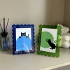 Colorful wavy acrylic photo frame display stand, transparent magnetic decorative photo frame, Polaroid postcard display frame Application Scenario